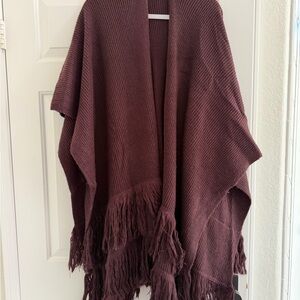 Free People Deep Burgundy Knit Shawl
